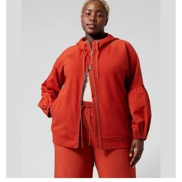 ATHLETA On My Way Triumph Zip-Up Hoodie Organic Cotton Orange Rust Size 3X - Picture 1 of 15